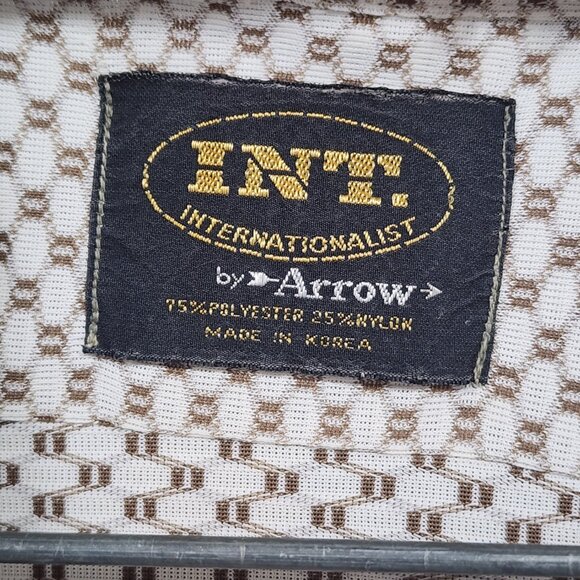 1970's INT. Internationalist by Arrow Men's Button Up Patterned Shirt 15-1/2, 34 - Picture 12 of 16